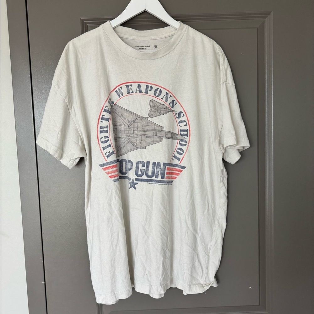 Abercrombie & Fitch White Top Gun Graphic Tee